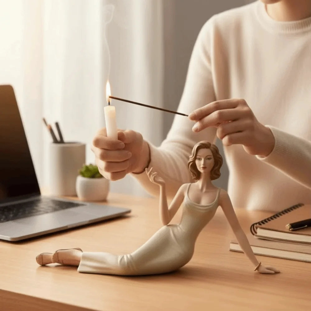 Handcrafted Incense Stick Holder Resin Creative Women Figurine Incense Burner Modern Abstract Ornament Aroma Statue Stand