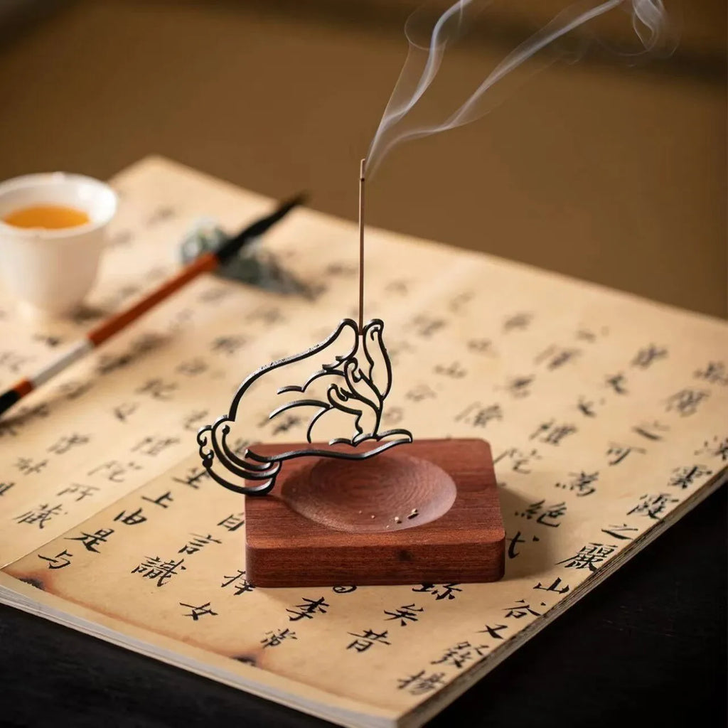 Buddha Hand Incense Stick Holder Creative Art Incense Burner Zen Ornament Agarwood Incense for Living Room Office Home Meditatio