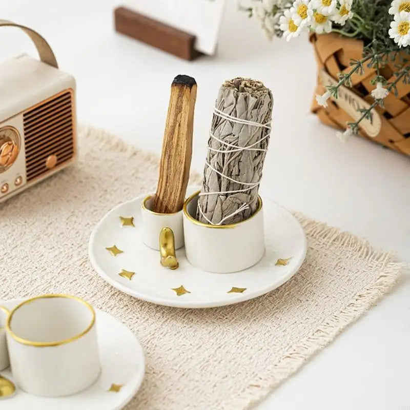 4 in1 Incenses Holder,Sages Burners Holder,Palos Santo Holder Burners Ashes Catcher Tray Holder Meditations Decors Y5GB