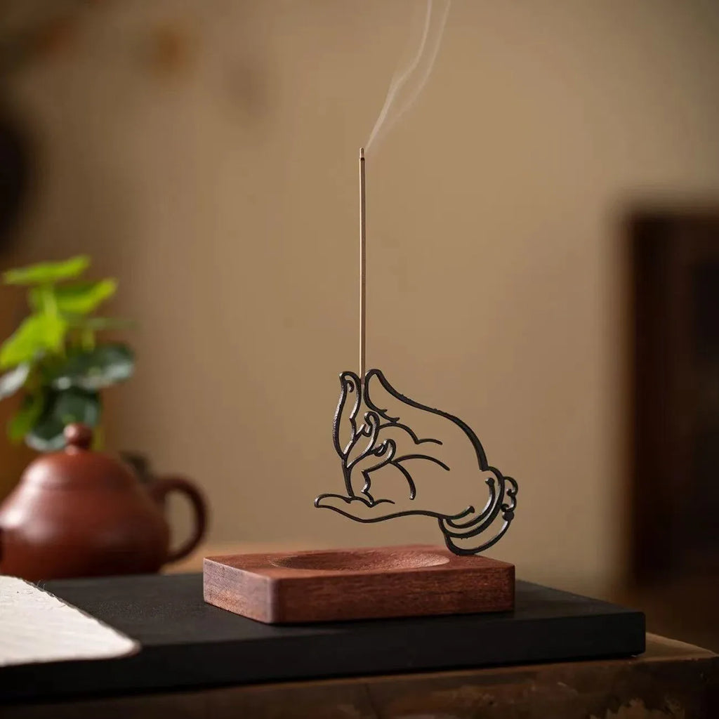 Buddha Hand Incense Stick Holder Creative Art Incense Burner Zen Ornament Agarwood Incense for Living Room Office Home Meditatio