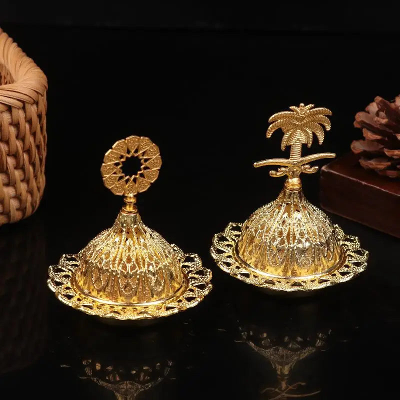 Incense Burner Hollow Golden Tower Oil Burner Arab Style Censer Holder For Home Hotel Incense Holder Yoga Ornaments