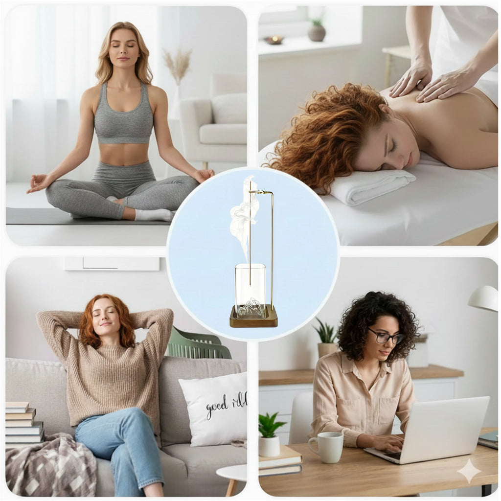 Incense Holder,Incense Holder for Sticks,Removable Glass Ash Catcher, Mess-Free Incense Burner,Meditation,Yoga,Spa