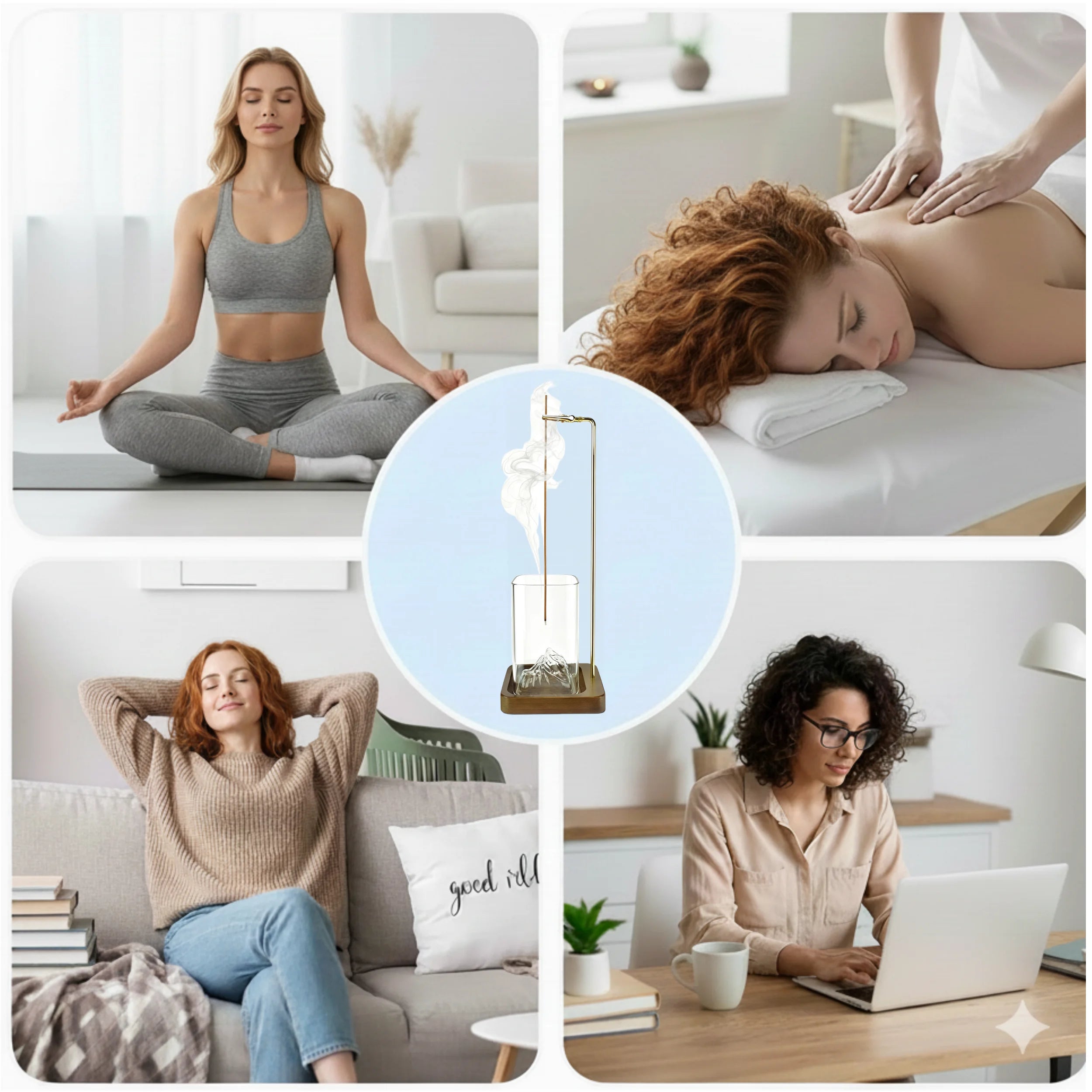 Incense Holder,Incense Holder for Sticks,Removable Glass Ash Catcher, Mess-Free Incense Burner,Meditation,Yoga,Spa