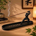 Samurai Style Incense Burner with Ash Catcher & Storage Compartment Yoga Altar Decor Warrior Incense Holder