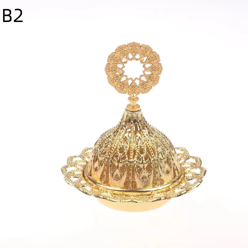 Incense Burner Hollow Golden Tower Oil Burner Arab Style Censer Holder For Home Hotel Incense Holder Yoga Ornaments