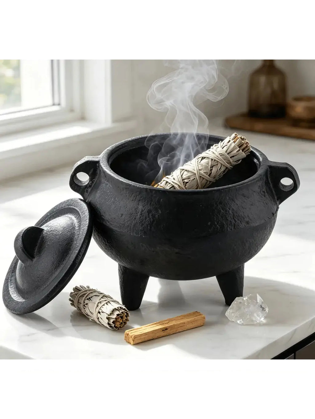 Cast Iron Incense Burner with Lid, Yoga Meditation Purification Incense Burner, Desktop Decoration Ornament, Incense Holder