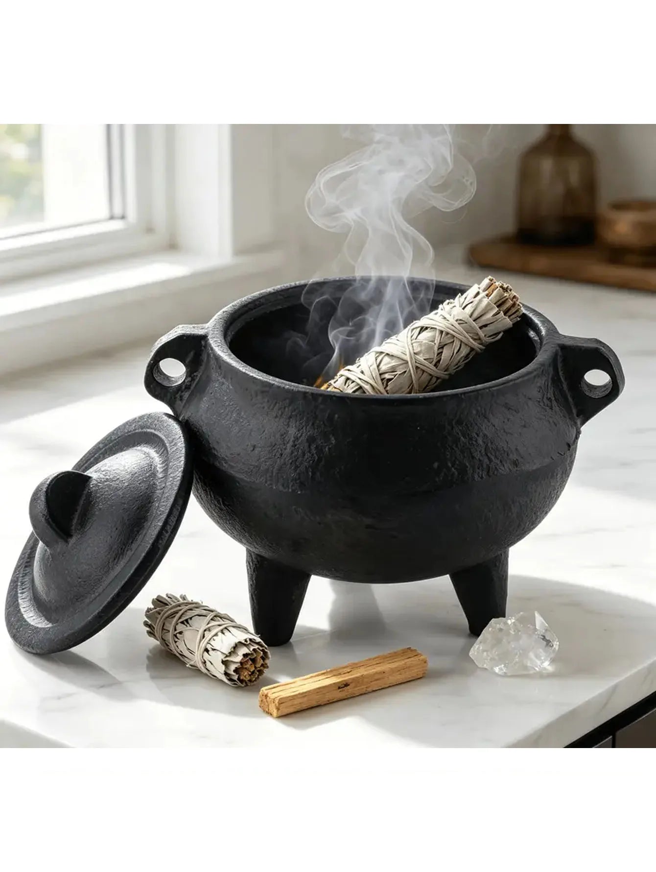 Cast Iron Incense Burner with Lid, Yoga Meditation Purification Incense Burner, Desktop Decoration Ornament, Incense Holder