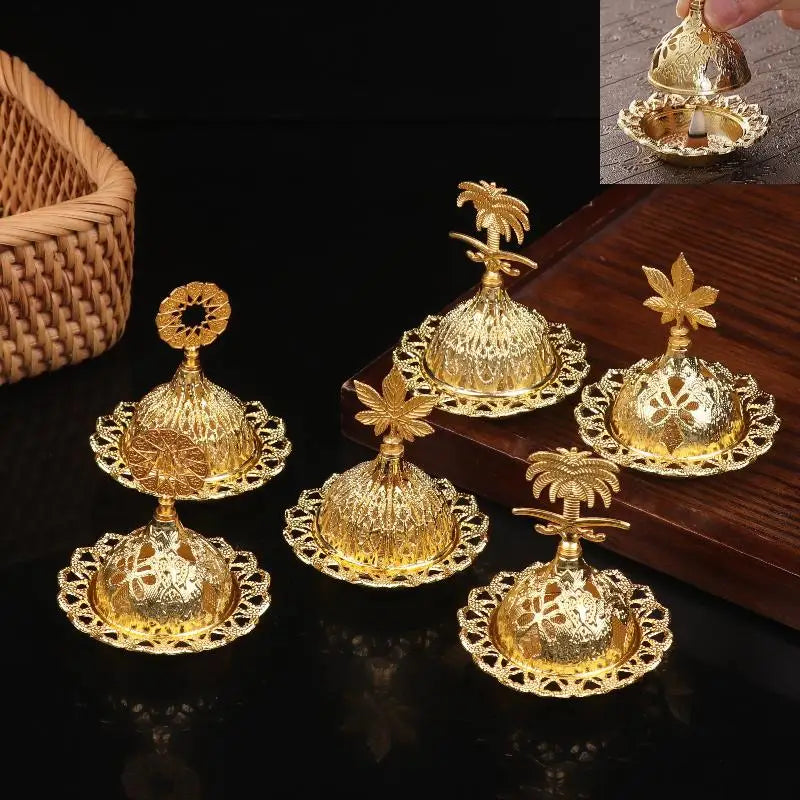 Incense Burner Hollow Golden Tower Oil Burner Arab Style Censer Holder For Home Hotel Incense Holder Yoga Ornaments