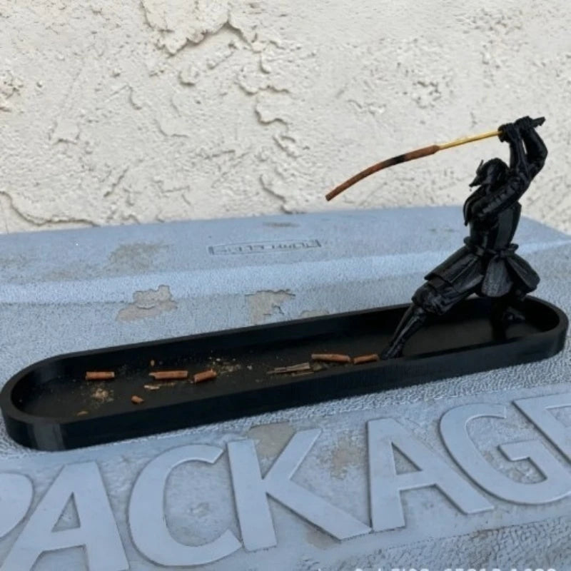 Samurai Style Incense Burner with Ash Catcher & Storage Compartment Yoga Altar Decor Warrior Incense Holder