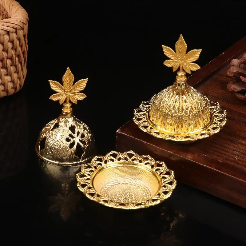 Incense Burner Hollow Golden Tower Oil Burner Arab Style Censer Holder For Home Hotel Incense Holder Yoga Ornaments