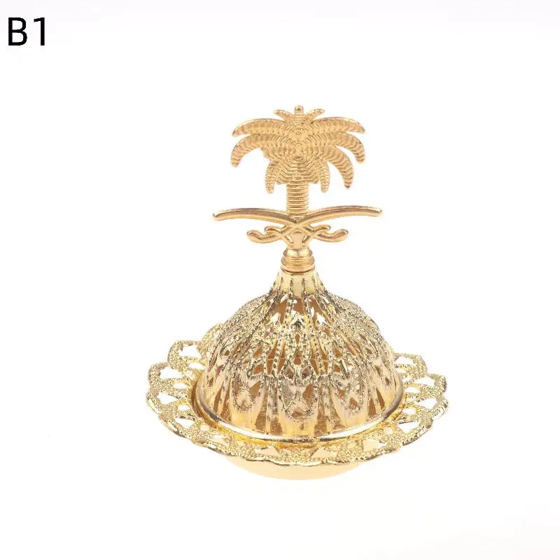 Incense Burner Hollow Golden Tower Oil Burner Arab Style Censer Holder For Home Hotel Incense Holder Yoga Ornaments