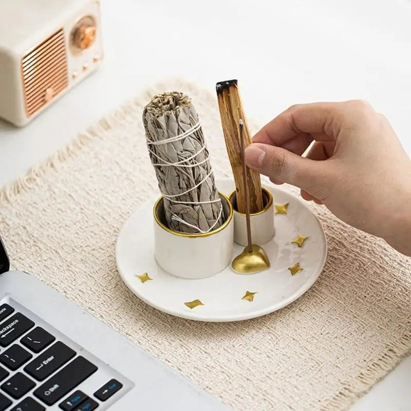 4 in1 Incenses Holder,Sages Burners Holder,Palos Santo Holder Burners Ashes Catcher Tray Holder Meditations Decors Y5GB
