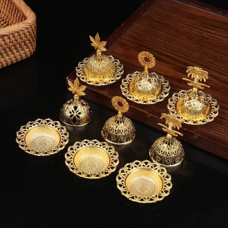 Incense Burner Hollow Golden Tower Oil Burner Arab Style Censer Holder For Home Hotel Incense Holder Yoga Ornaments