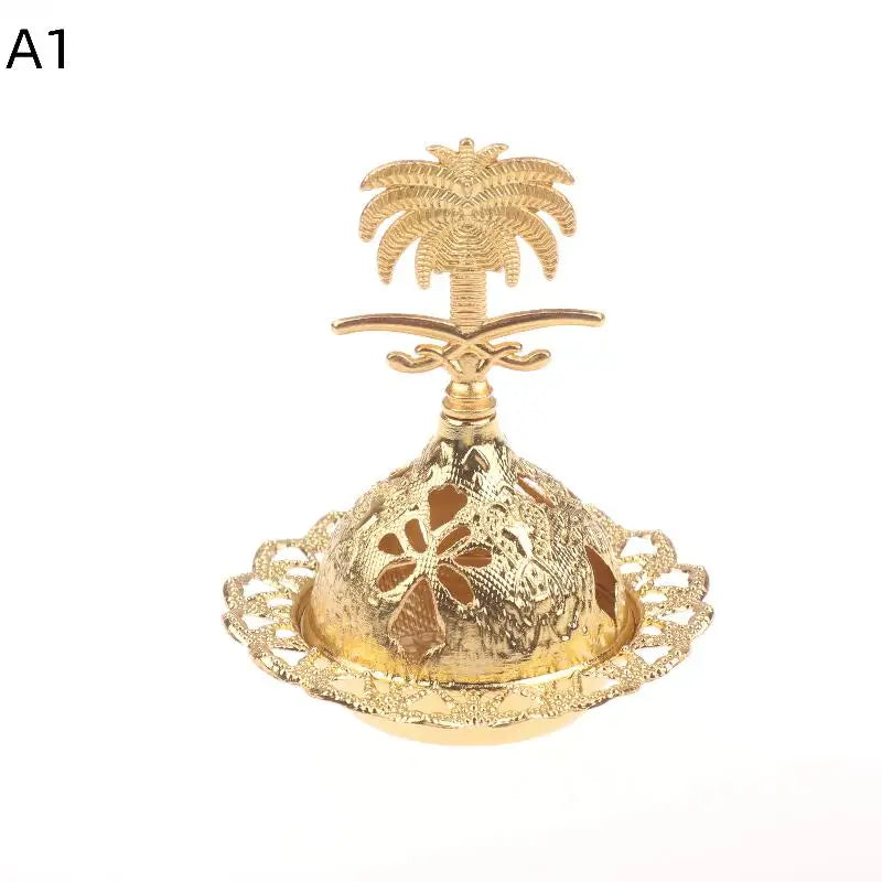 Incense Burner Hollow Golden Tower Oil Burner Arab Style Censer Holder For Home Hotel Incense Holder Yoga Ornaments