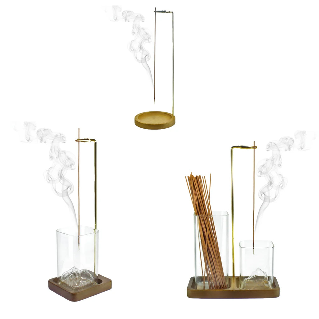 Incense Holder,Incense Holder for Sticks,Removable Glass Ash Catcher, Mess-Free Incense Burner,Meditation,Yoga,Spa