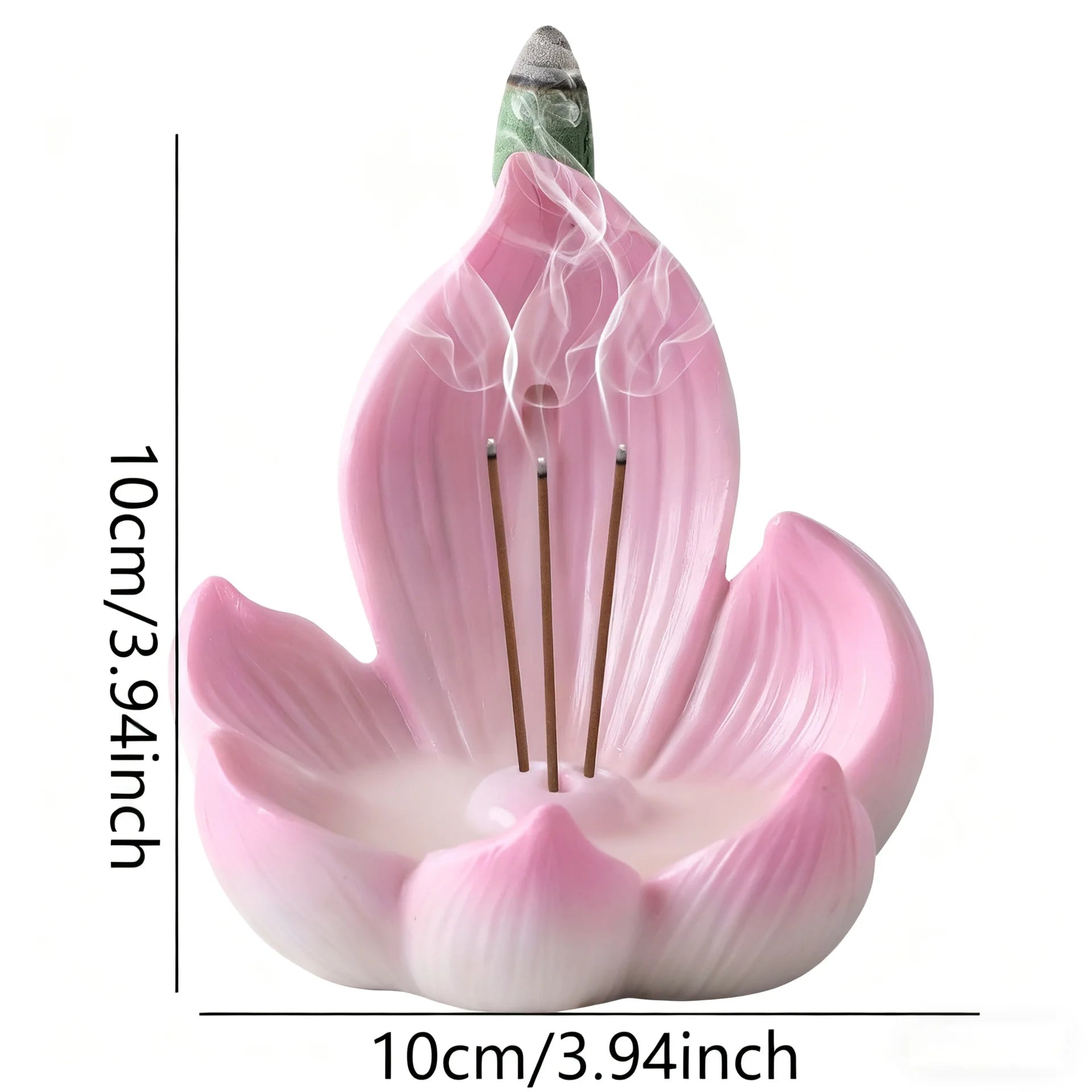 Resin Lotus Incense Burner Holder for Sticks Handmade Pink Flower Incense Ash Catcher for Yoga Meditation Spa Home Decor